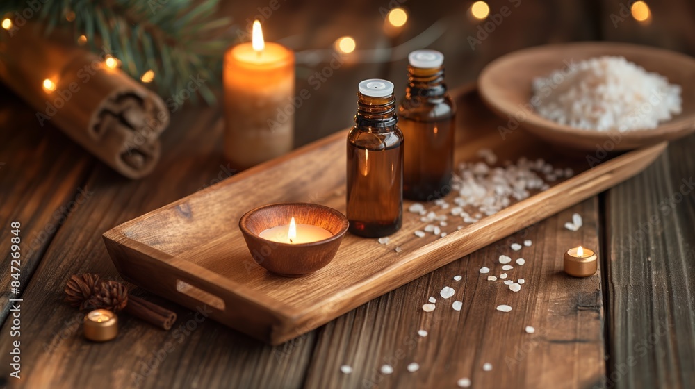 Aromatic oils and candles create a cozy, festive ambiance for relaxation. Perfect for holiday content, home lifestyle blogs, stress relief articles, and seasonal marketing. Aromatic oils and candles create a cozy, festive ambiance for relaxation. Perfect for holiday content, home lifestyle blogs, stress relief articles, and seasonal marketing.
