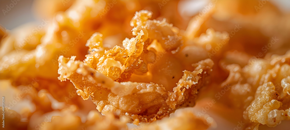 A close-up of a handful of fast food clam strips, showcasing the crispy texture and golden color A close-up of a handful of fast food clam strips, showcasing the crispy texture and golden color