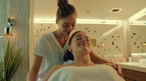 Woman is having a massage at a luxury hotel spa