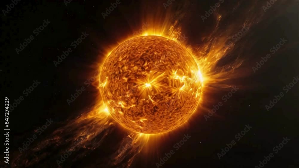 Close-up of the Sun with Solar Flares and Plasma Eruptions Close-up of the Sun with Solar Flares and Plasma Eruptions