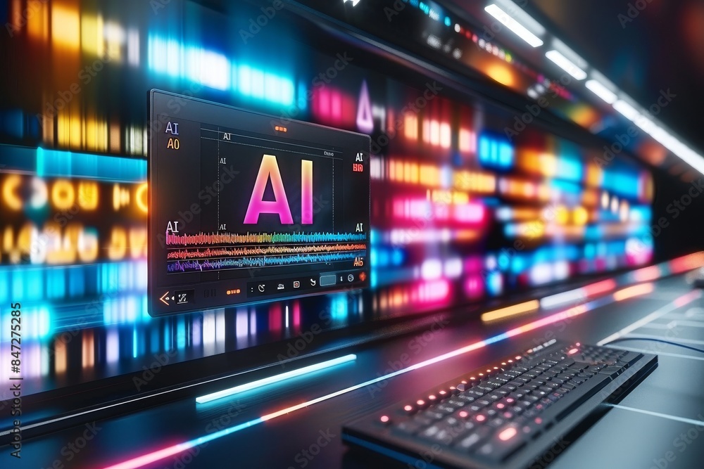 AI Powered Digital Interface with Vibrant Colors and Glowing Lights AI Powered Digital Interface with Vibrant Colors and Glowing Lights