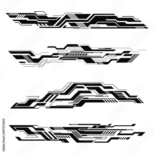 Futuristic abstract geometric stripes car wrap sticker collection