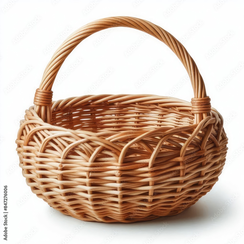 Wicker basket isolated on a white background