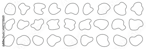 Set of Outlined Blob shape collection. Liquid Shape symbol collection. Vector Illustration.