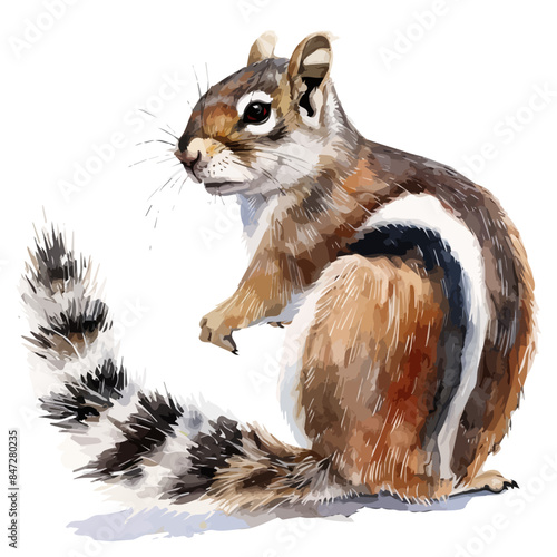 Watercolor painting vector of a squirrel, isolated on a white background, squirrel vector, clipart Illustration, Graphic logo, drawing design art, clipart image