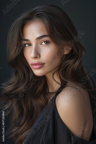 beautiful woman with healthy hair Generative AI © Valentine
