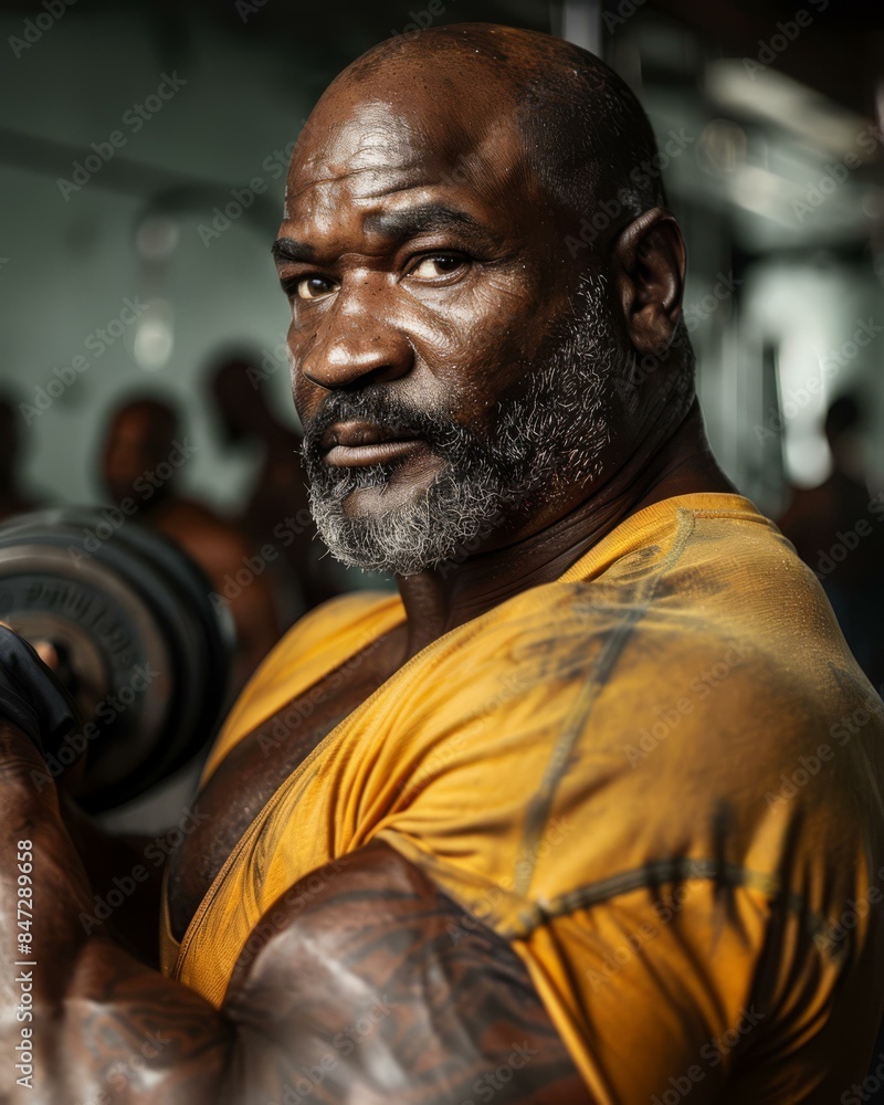 Portrait of a determined muscular man working out in a gym. AI. Portrait of a determined muscular man working out in a gym. AI.
