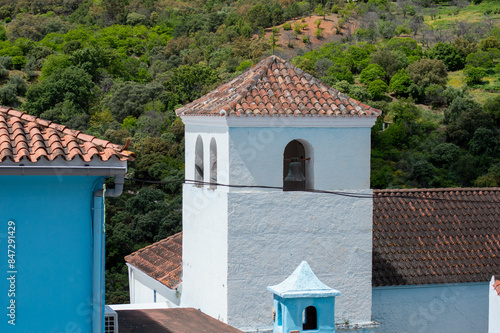 Canvastavla Visiting of blue Smurfs Village in Juzcar, Spain