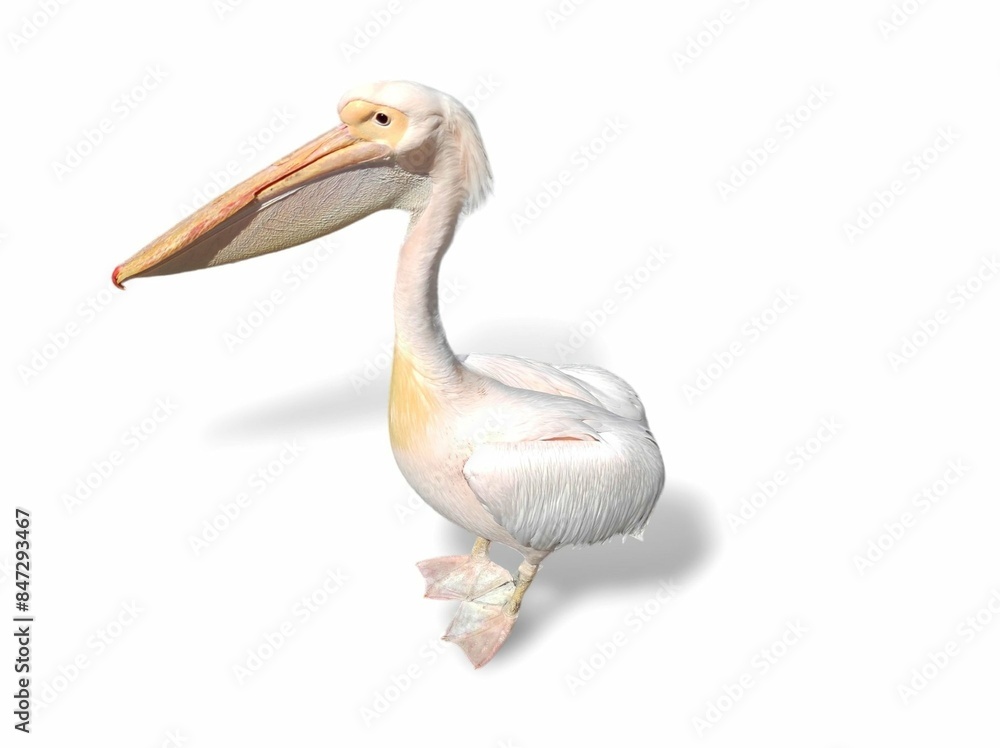 Photo of a Great white pelican (Pelecanus onocrotalus), isolated on white background. Photo of a Great white pelican (Pelecanus onocrotalus), isolated on white background.