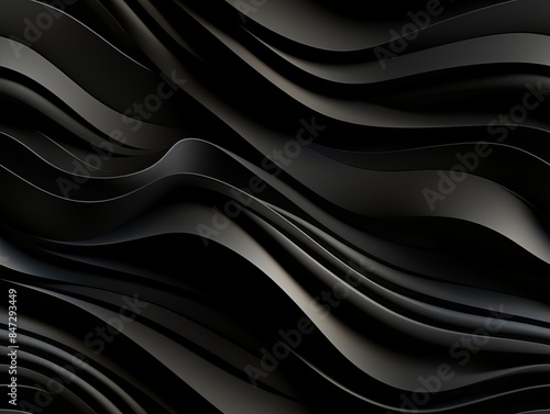 This seamless black and white pattern features smooth, flowing swirls that create a mesmerizing optical illusion.