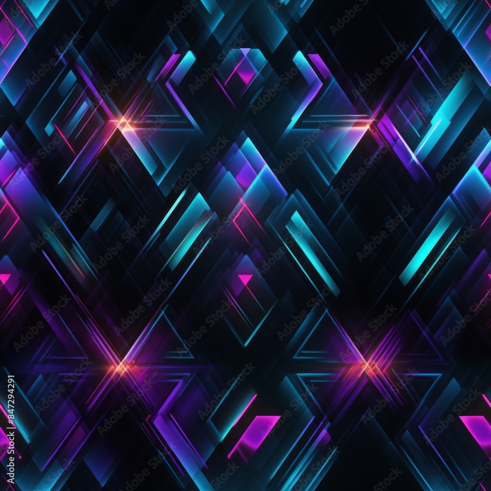 Dark Seamless pattern of blue, purple, and yellow lights on a black background with glitch effect Dark Seamless pattern of blue, purple, and yellow lights on a black background with glitch effect