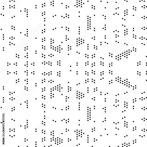 Abstract random background structure. Isolated black pixel pattern. Transparent code. Fictional language. Retro vintage texture.