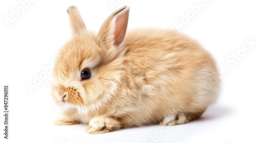 Adorable fluffy pet bunny separated on a white background © TheWaterMeloonProjec