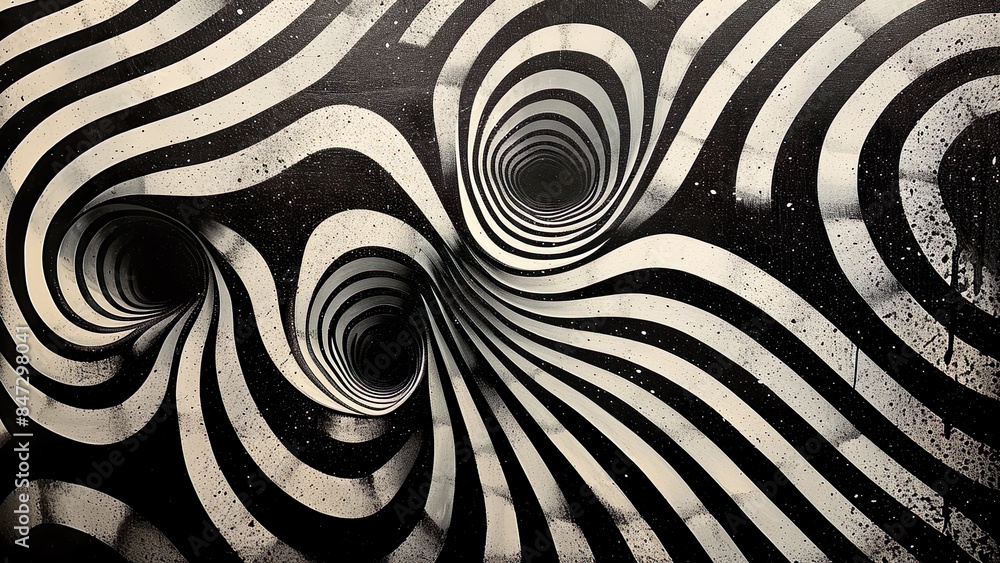 Fototapeta premium Optical - Black & White Optical Holes, zebra, pattern, texture, stripes, black, striped, stripe, black and white art, optical art, op art, illusion art
