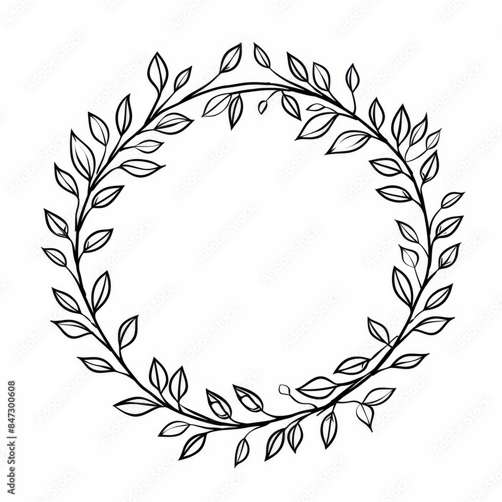 Simple line drawing of the outline of an elegant wreath Simple line drawing of the outline of an elegant wreath