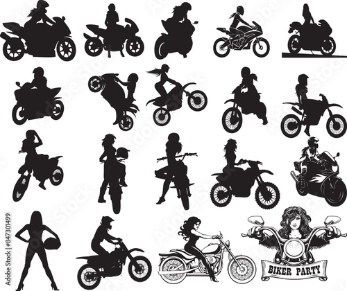 Biker Girl SVG, Motorcycle Woman SVG, Woman Biker Svg, Woman Motorcycle, Lady Motorycle SVG Silhouette Cut Files, svg | cnc Cut File
