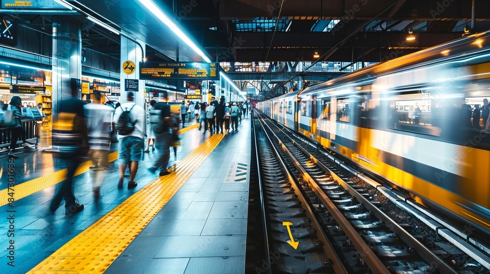 Urban Train Platform at Peak Time Urban Train Platform at Peak Time