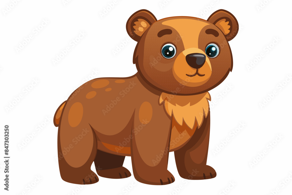 Brown toy bear isolated on a white background. Cute cartoon baby plush bear. Concept of kids toys, childhood, fun, game, playtime. Print, icon, design element. Graphic art Brown toy bear isolated on a white background. Cute cartoon baby plush bear. Concept of kids toys, childhood, fun, game, playtime. Print, icon, design element. Graphic art