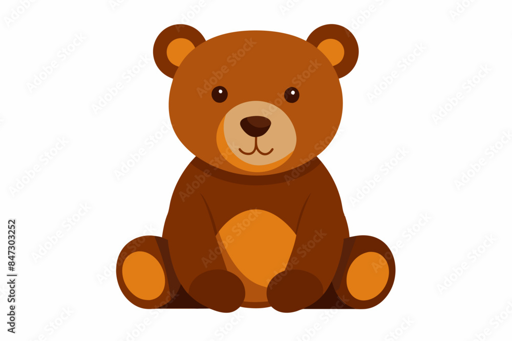 Brown toy bear isolated on a white background. Cute cartoon baby plush bear. Concept of kids toys, childhood, fun, game, playtime. Print, icon, design element Brown toy bear isolated on a white background. Cute cartoon baby plush bear. Concept of kids toys, childhood, fun, game, playtime. Print, icon, design element