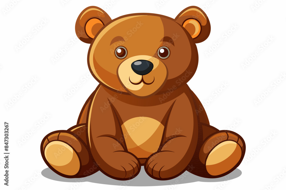 Brown toy bear isolated on a white background. Cute cartoon baby plush bear. Concept of kids toys, childhood, fun, game, playtime. Print, icon, design element. Graphic art Brown toy bear isolated on a white background. Cute cartoon baby plush bear. Concept of kids toys, childhood, fun, game, playtime. Print, icon, design element. Graphic art