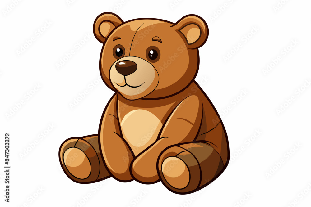 Brown toy bear isolated on a white background. Cute cartoon baby plush bear. Concept of kids toys, childhood, fun, game, playtime. Print, icon, design element. Graphic art Brown toy bear isolated on a white background. Cute cartoon baby plush bear. Concept of kids toys, childhood, fun, game, playtime. Print, icon, design element. Graphic art