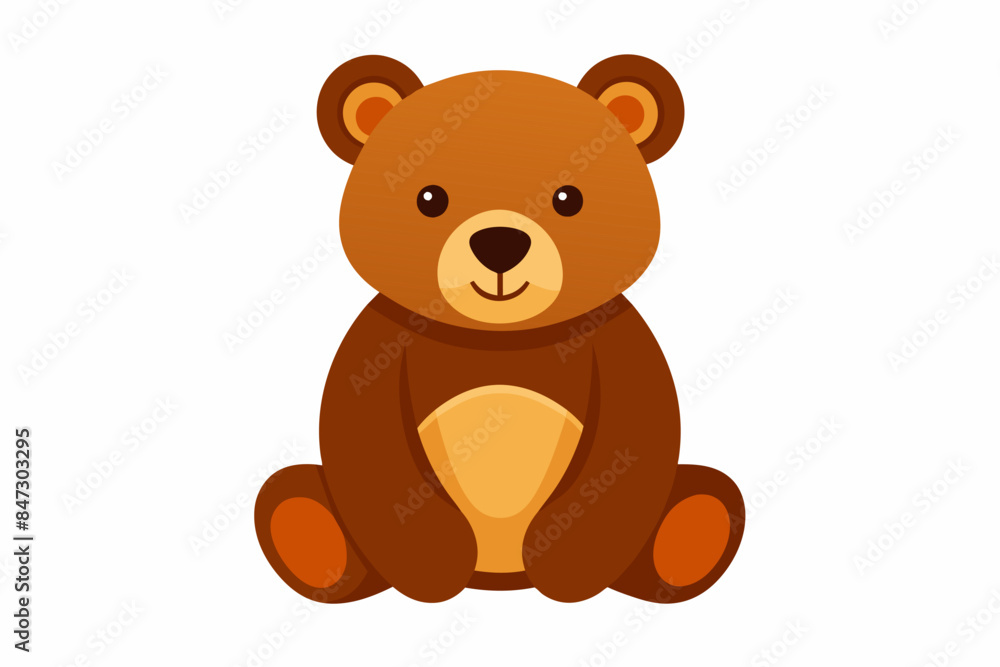 Brown toy bear isolated on a white background. Cute cartoon baby plush bear. Concept of kids toys, childhood, fun, game, playtime. Print, icon, design element Brown toy bear isolated on a white background. Cute cartoon baby plush bear. Concept of kids toys, childhood, fun, game, playtime. Print, icon, design element