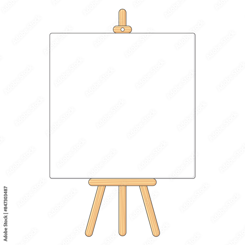 Easel with a blank white canvas board isolated Easel with a blank white canvas board isolated