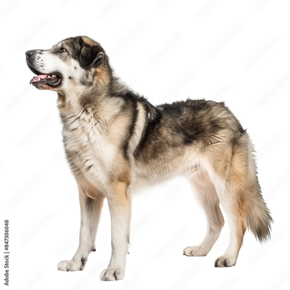 a standing up Central Asian Shepherd Dog, side view on white background, PNG a standing up Central Asian Shepherd Dog, side view on white background, PNG