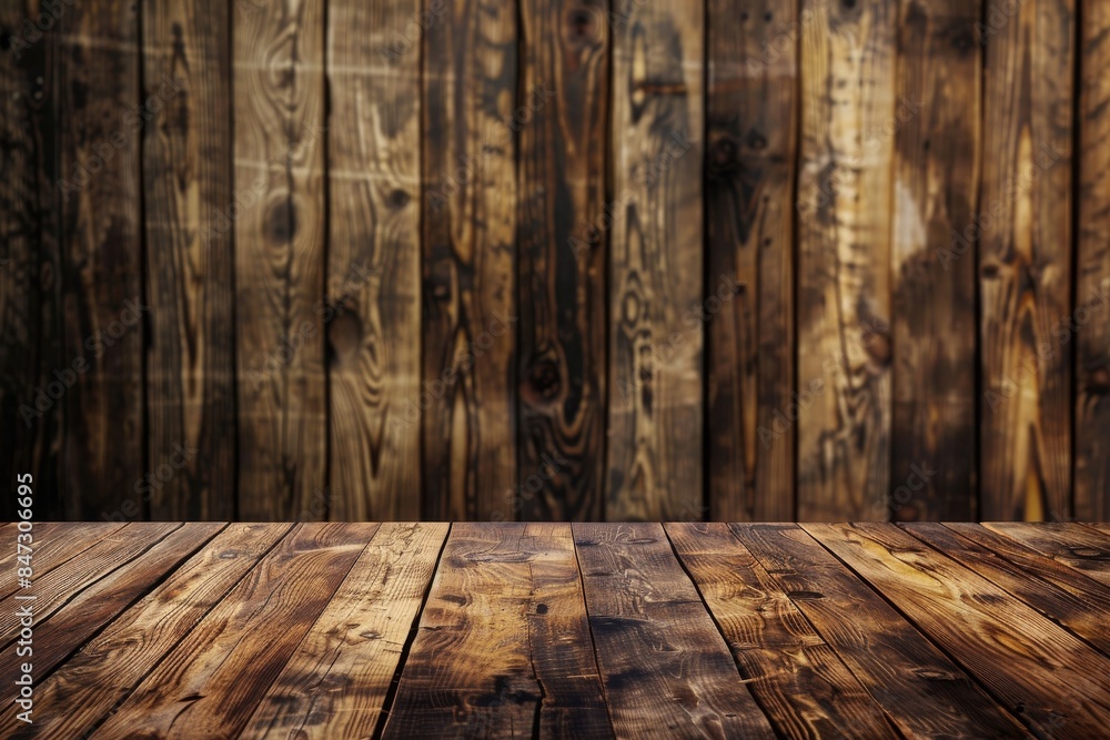Wooden table with wooden wall background Wooden table with wooden wall background