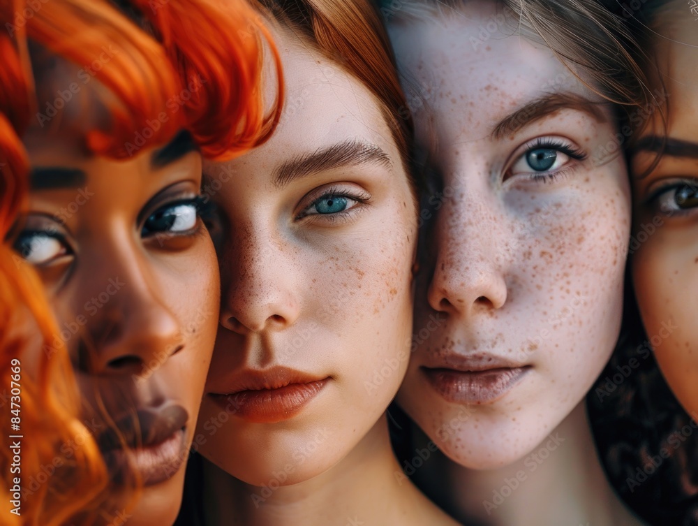 A group of women with distinct freckle patterns on their skin A group of women with distinct freckle patterns on their skin