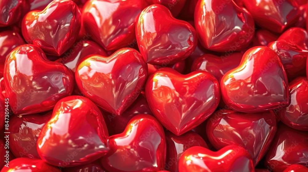 A close-up shot of a bunch of red hearts, great for romantic occasions and Valentine's Day themes A close-up shot of a bunch of red hearts, great for romantic occasions and Valentine's Day themes