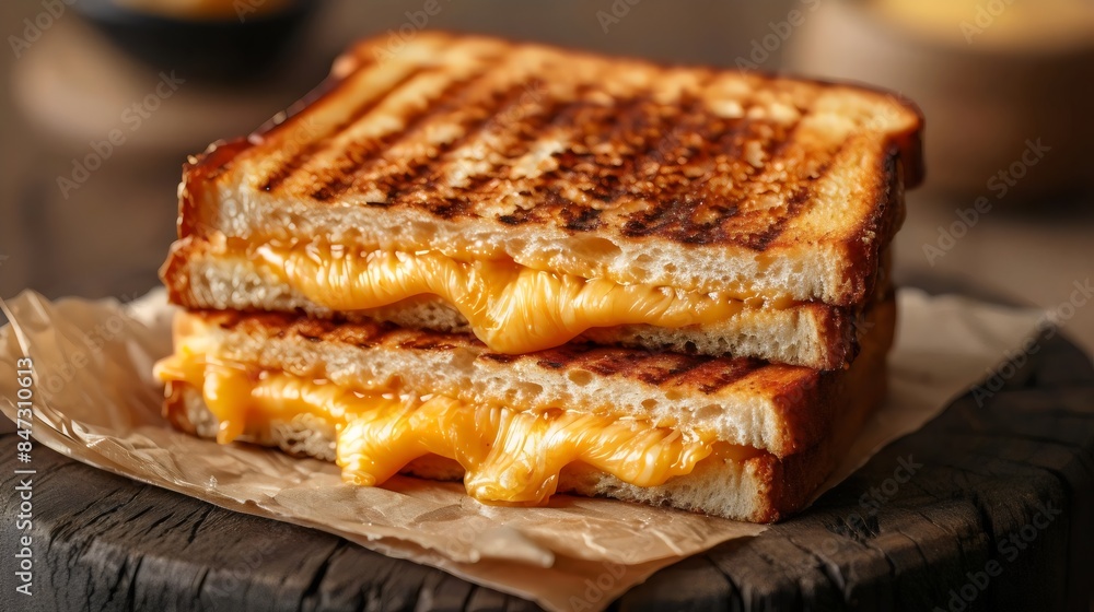 A slice of cheese sandwich with a slice of cheese on top of it A slice of cheese sandwich with a slice of cheese on top of it