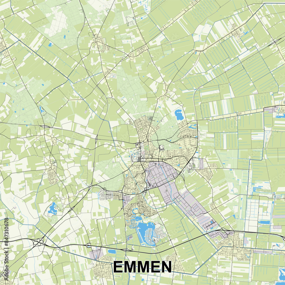 Naklejka premium Emmen, Netherlands Poster map art