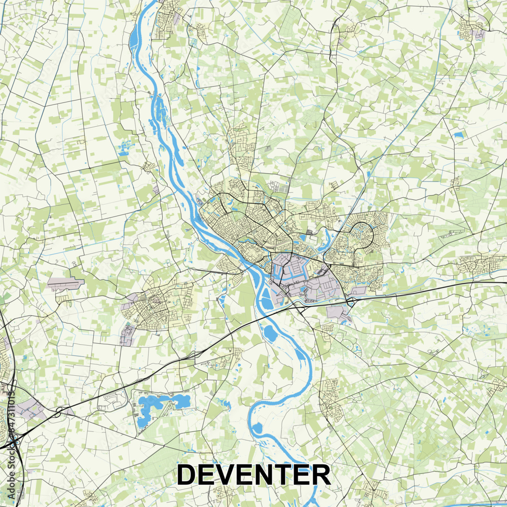 Obraz premium Deventer, Netherlands Poster map art