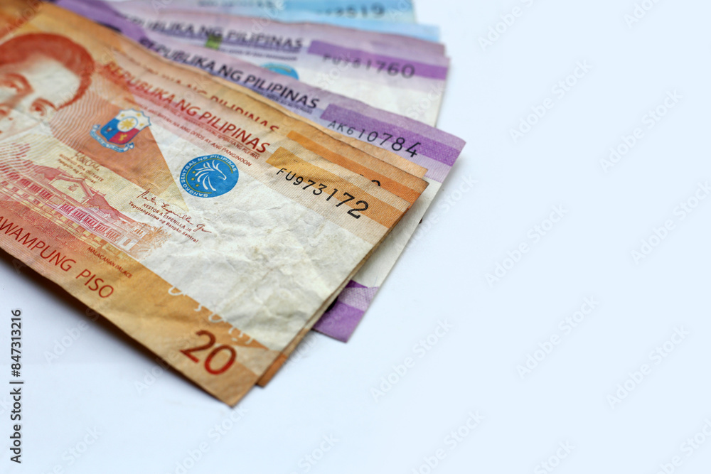 Philippine money, Banknotes on white background. Philippine money, Banknotes on white background.