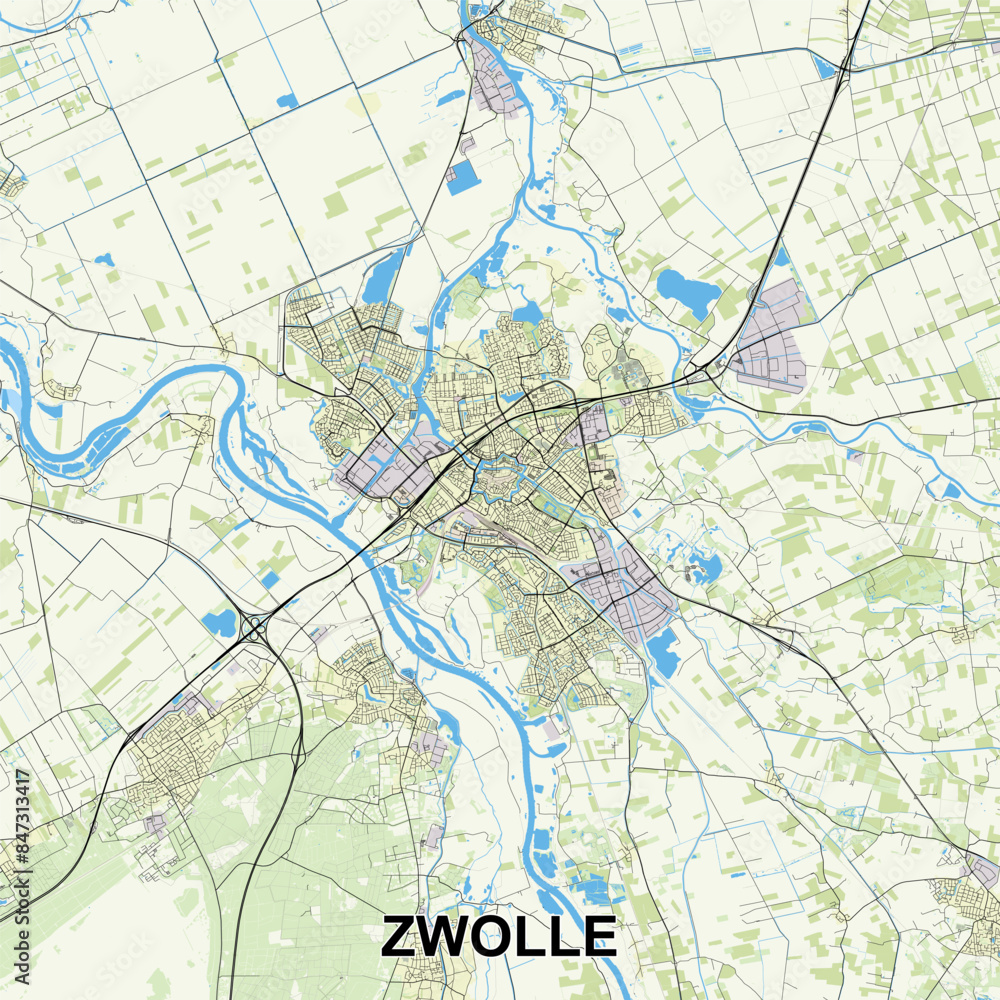 Fototapeta premium Zwolle, Netherlands Poster map art