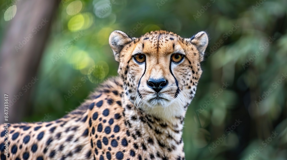 Close-Up Portrait of a Cheetah in a Lush Setting Close-Up Portrait of a Cheetah in a Lush Setting