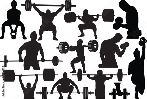 Gym Silhouette | Workout Silhouette | Fitness Silhouette | Barbell SVG | Workout SVG | Fitness SVG | Weights Svg| Crossfit Svg| Dumbbell Svg
