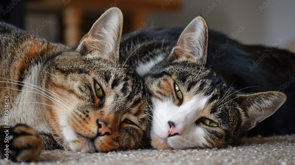 Two Tabby Cats Napping Together Two Tabby Cats Napping Together