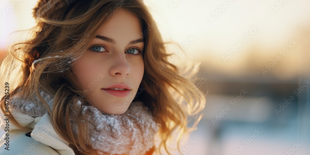 A woman dressed in a white coat and scarf, suitable for use in medical or scientific settings A woman dressed in a white coat and scarf, suitable for use in medical or scientific settings