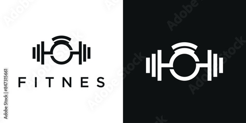 Modern fitnes and gym logo design. Premium Vector