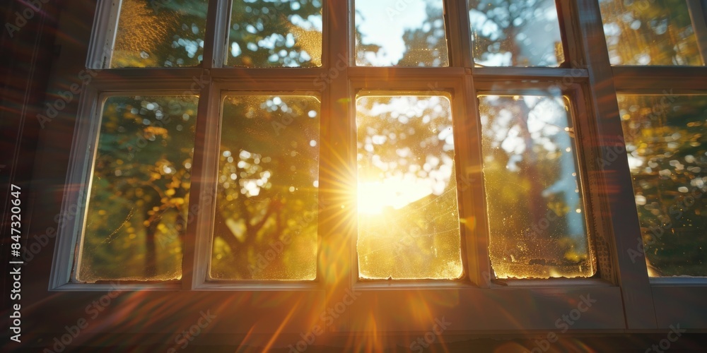 A sunny day scene with light pouring into a home's window A sunny day scene with light pouring into a home's window