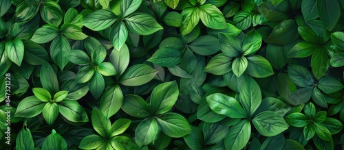 Engaging and Natural Tropical Green Leaves Design with Space for Text. Embracing the Essence of Spring in Nature. Top-Down View.