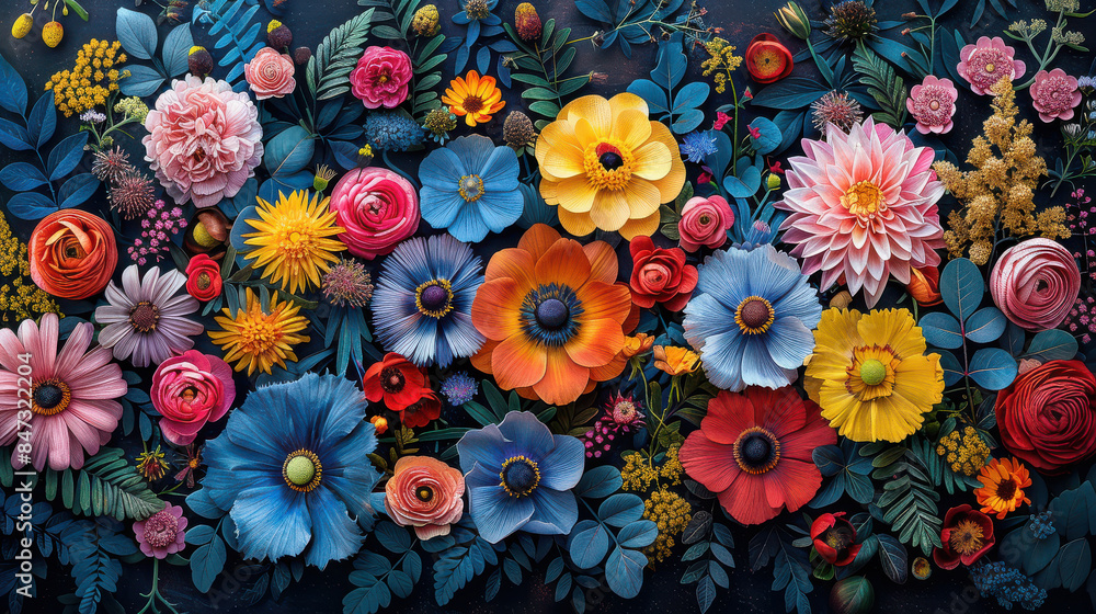A highly detailed and vibrant botanical illustration created with Generative AI technology A highly detailed and vibrant botanical illustration created with Generative AI technology