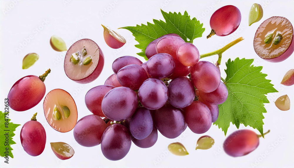 Obraz premium Photograph of grapes cut in the air