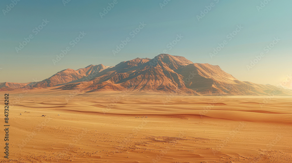 Fototapeta premium A serene desert landscape with sand dunes created with Generative AI technology