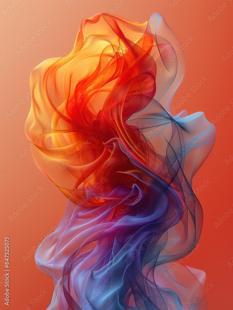Abstract digital shapes, captured with motion blur on red background created with Generative AI technology Abstract digital shapes, captured with motion blur on red background created with Generative AI technology