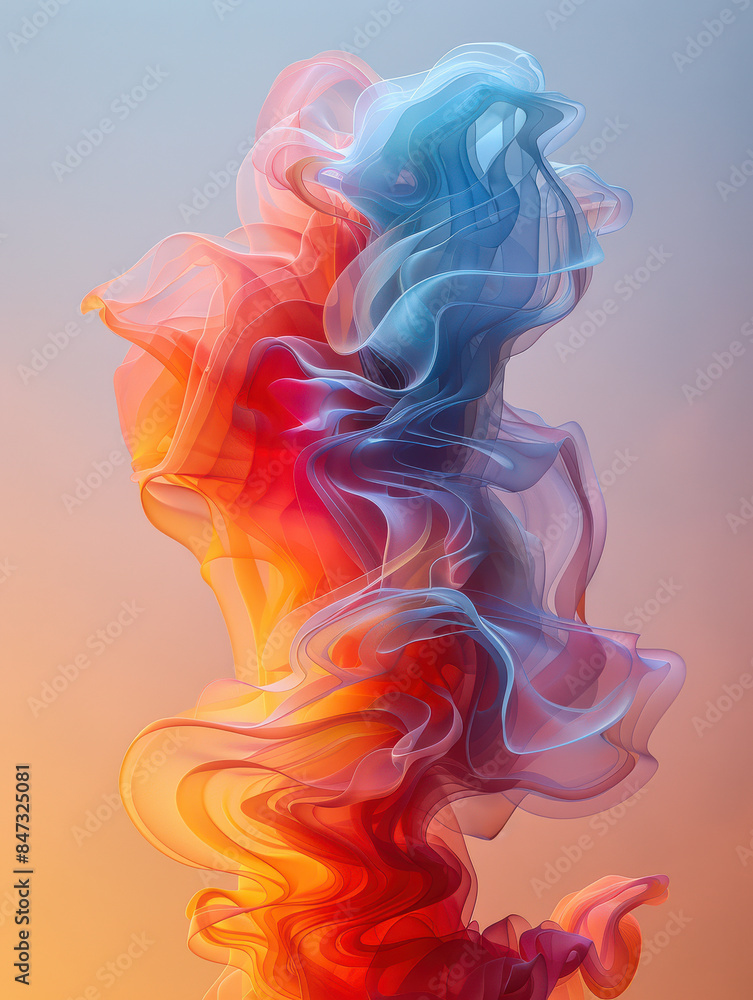 Abstract digital shapes, captured with motion blur on red background created with Generative AI technology Abstract digital shapes, captured with motion blur on red background created with Generative AI technology