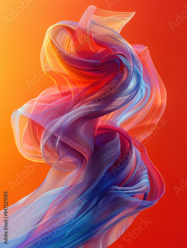 Abstract digital shapes, captured with motion blur on red background created with Generative AI technology