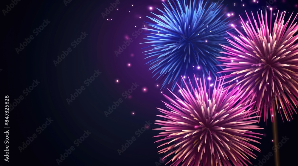 Obraz premium Colorful fireworks exploding against a dark background